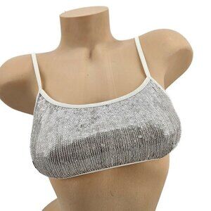 New Chan Luu Sequin Bralette Womens XS Jet Stream Taupe Sports Bra